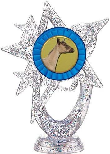5.5" Custom Silver Glitter Dairy Goat Trophy with Astral Star