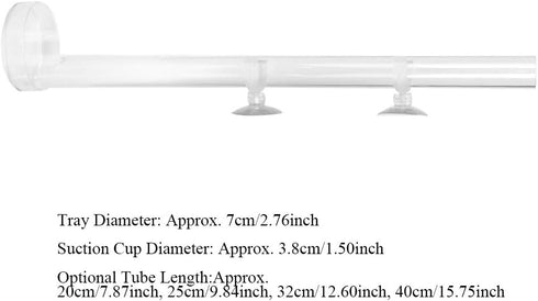 Shrimp Feeding Tube and Dish, Acrylic Transparent Aquarium Feeder Shrimp Feeder Tube Tray with Suction Cups Tube Feeding Dish Tray for Fish Tank Aquarium Shrimp (Tube Length 40cm)