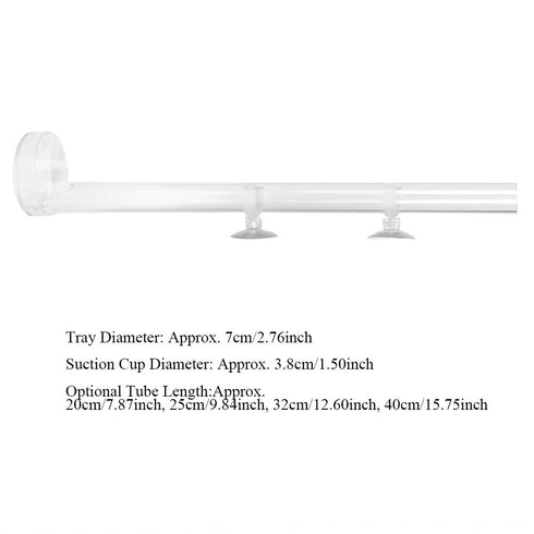 Acrylic Shrimp Feeding Tube and Dish Set, Bowls for Fish Aquarium Shrimp with 2 Suction Cups (Tube Length 20cm)
