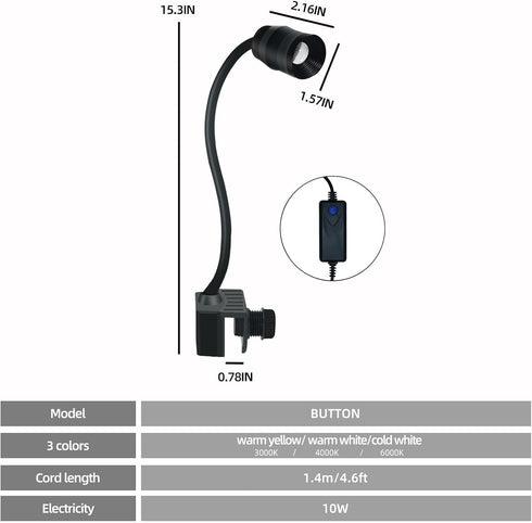 UPETTOOLS Full Spectrum Aquarium Light, LED Zoom Lights for Fish Tank Plants, 3 Colors Adjustable Focal Length (10)