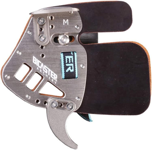BICASTER Left-Handed Archery Finger Tab - Adjustable Leather & Aluminum