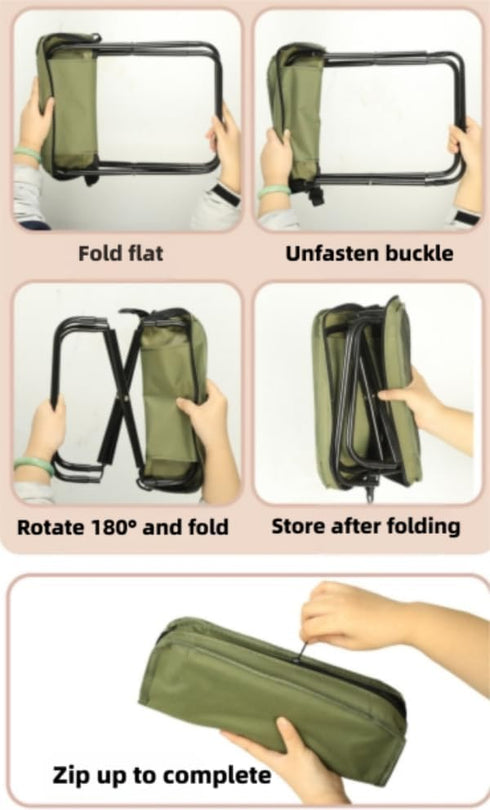 XHymitron Portable Folding Camping Stool with Shoulder Strap, Suitable for Hiking, Fishing, picnics (Black-A)