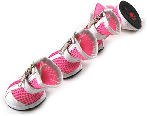 Zunea Small Dog Shoes for Hot Pavement, Breathable Mesh Boots, Adjustable Non-Slip Zipper Pet Booties, Pink 5#