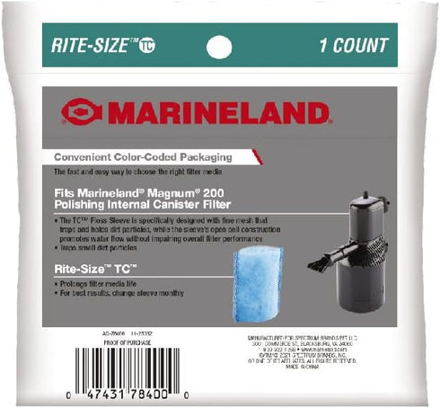Marineland Magnum 200 Polishing Internal Filter Floss Sleve, Traps Small Dirt Particles, 1 Ct.