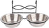 Stainless Steel Dual Hanging Food Water Bowl Feeder with Hook for Cat, Dog, Puppy Crate, Cage, and Kennel
