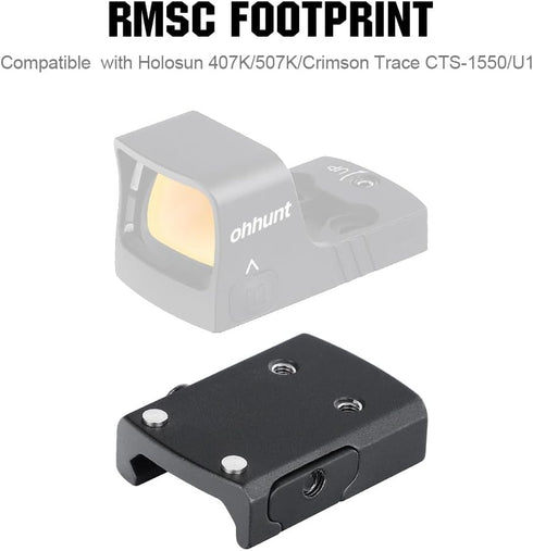 ohhunt Picatinny Mounting Plate Adapter Compatible with Holosun 407K 507K Crimson Trace red dot CTS-1550