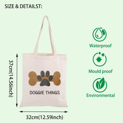 FOTAP Dog Lover Shopping Bag - Dog Owner Tote Bag for Doggie Things, Toys, and Park Shopping Gifts