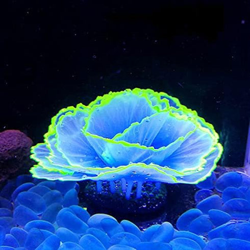 Glowing Silicone Aquarium Ornaments - Artificial Simulation Strip Coral Plant Decorations (Blue)