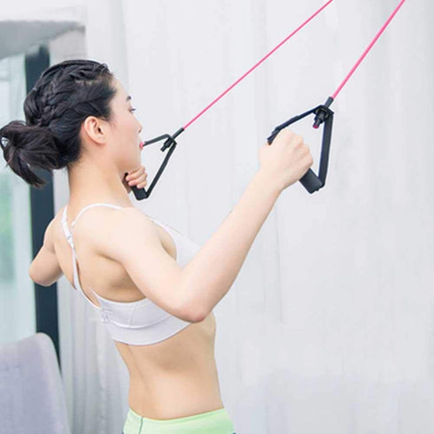 Resistance Exercise Band - Stretch Rubber Tube Workout Fitness with Comfortable Handles for Yoga Gym (Red)