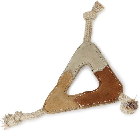 Triangle Shape Natural Suede Leather Chew Toy for Medium to Large Dogs, Pack of 2