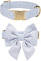 Adjustable Pet Bow Tie and Dog Collar for Small Medium Large Dogs - Cute Lady Bowtie Collar, Comfort Soft Cotton (Blue