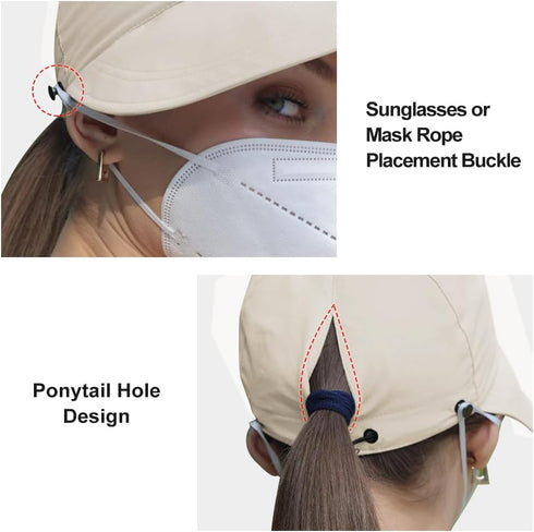 Muryobao Women's Ponytail Baseball Cap, Summer Quick Drying Hat, Soft UV Sun Protection for Outdoor Sports
