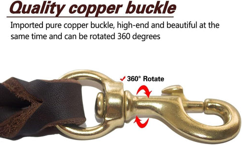 Leather Dog Leash 4ft x 3/4 inch, Heavy Duty Braided Genuine Leather Leash, Soft Comfortable for Large Medium Small Dogs