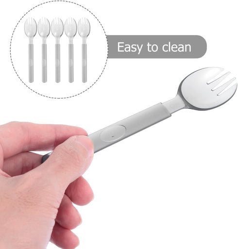 2 1 6.69In Multifunctional Spork in Thick Translucent Grey Fork and Spoon Compact Tableware for Camping Hiking Barbecue