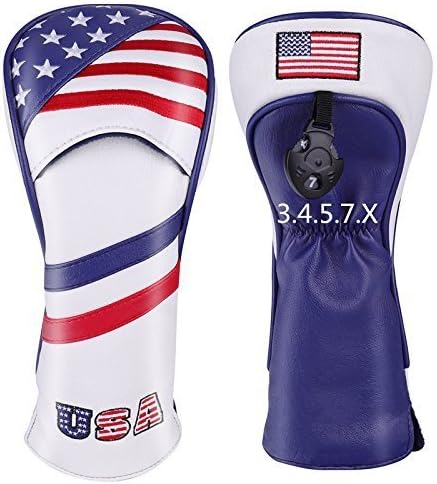 GOOACTION USA Golf Club 3 5 Fairway Wood Headcover, American Stars and Stripes Flag Synthetic Leather