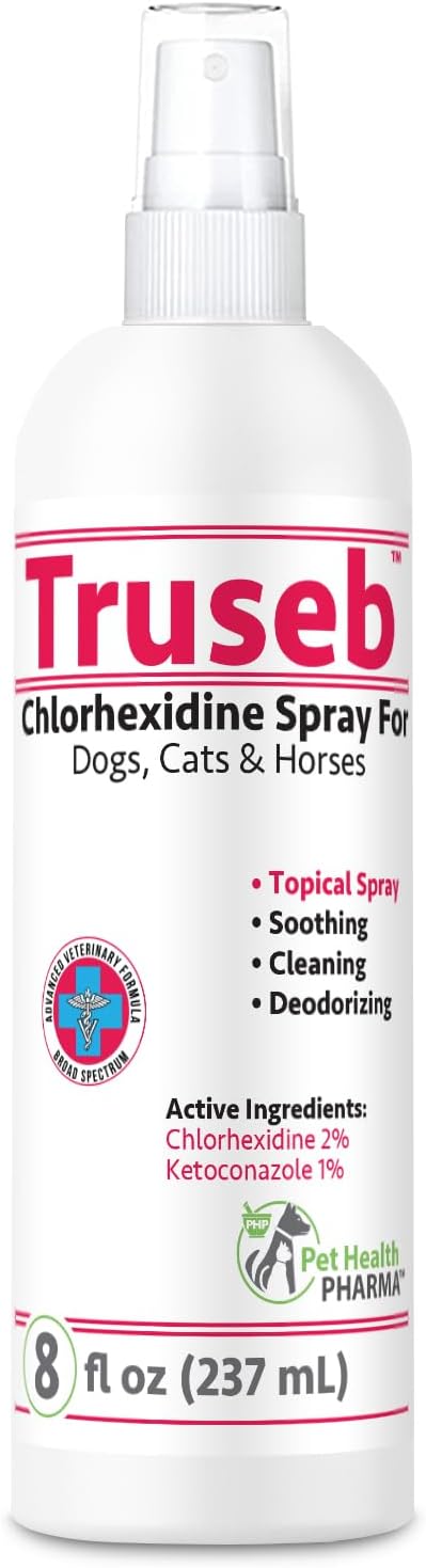 Truseb All Natural Ketoconazole and Chlorhexidine Spray for Pets with Aloe for Dogs and Cats (8 oz) Made in USA