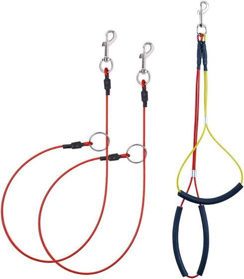 Pet Grooming Loop for Dogs, Fits Most No Sit Haunch Holder Tubs and Tables, Sturdy Steel Wire Rope (3 Packs) (Ring