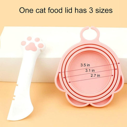 Dog Food Lids & Spoons Set, Manual Can Opener with Cover, Cat & Dog Food Accessories (White)