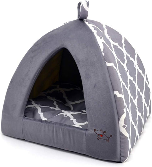 Pet Tent - Soft Bed for Dog and Cat by Best Pet Supplies, Sand Linen, 19" x 19" x H:19"
