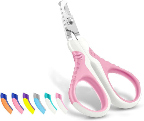WePet U07.1 Pet Nail Clippers, Professional Claw Trimmer for Cats, Dogs, Small Animals, White/Thulian Pink
