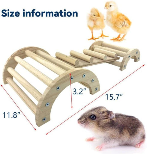 3in1 Chicken Perch Roosting Bar Jungle Gym Wooden Arch Bridge Platform Stand Ladder Climbing Ramp Toys for Chick