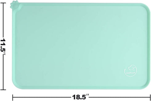 Silicone Waterproof Pet Feeding Mats, Non Slip, Easy Clean Dog Cat Bowl Placemat (18.5" x 11.5") Green
