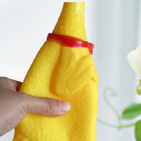ZGLUZP 1 Pc Yellow Rubber Squeezing Screaming Chicken Toy for Pets Dog Chew Toy MiniaturesSuper Durable Funny Novelty