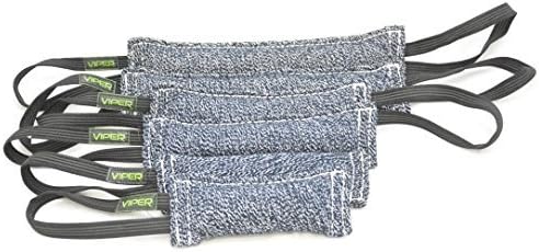 Viper Synthetic K9 Tug Toy Reward with Two Handles for Adult Dogs & Puppies, Ruber Handles, Blue, 12" x 2.5"