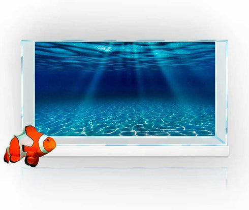 Natural Undersea Aquarium Background, 48X24IN Underwater Ocean Sunlight Fish Tank Background with Tape