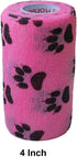 Vet Wrap Tape (Pink with Paw Prints) (2 Pack) (2 Inch x 15 feet) Self Adhesive Cohesive Bandage for Pets