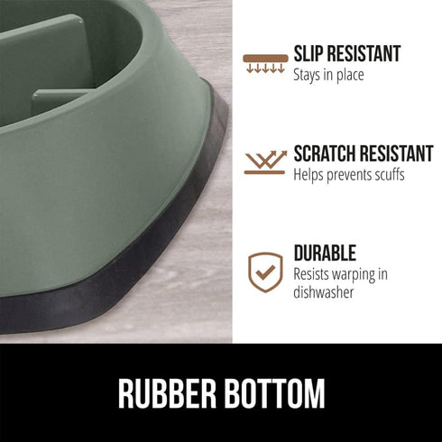 Gorilla Grip Slow Feeder Dog and Cat Bowls - Interactive Puzzle Toy, 1 Cup Sage Green, BPA Free