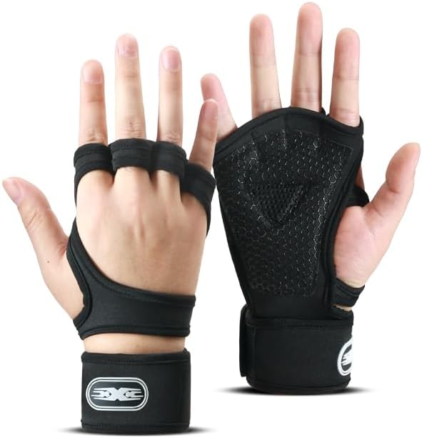 Fitness Gloves Wrist Wraps - Half Finger Men Women Sports Machines Training, Shock Absorption Barbell, Breathable