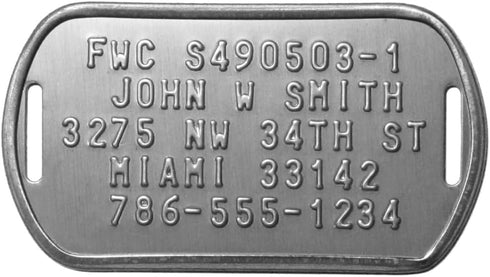 Personalized FWC Crab Trap Tags - Five Serialized Rust Proof ID Tags