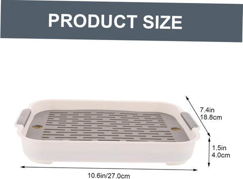 10.62X7.40X1.57 Inch Rabbit Litter Box Rectangular Small Pet Toilet with Raised Fence Non-Slip Bottom for Bunny