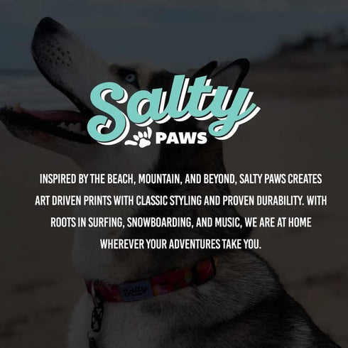 Shaka's Salty Paws Dog Collar, Small Medium Large, Blue Floral Hawaiian Print, Adjustable 10-16"