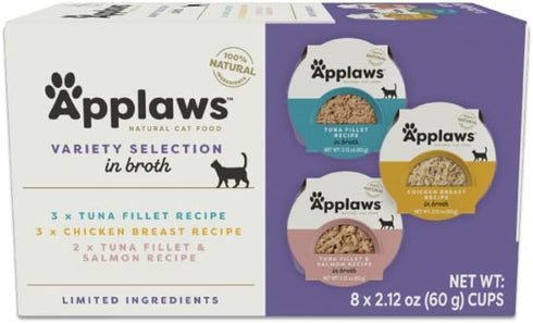 Applaws Wet Cat Food, 8 Count, Limited Ingredient Cat Food Pots, Broth Variety, 2.12 oz Pots