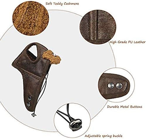 leconpet Dog Aviator Hat, Winter Pilot Hat with Ear Flaps for Cold Weather, XXL, Brown