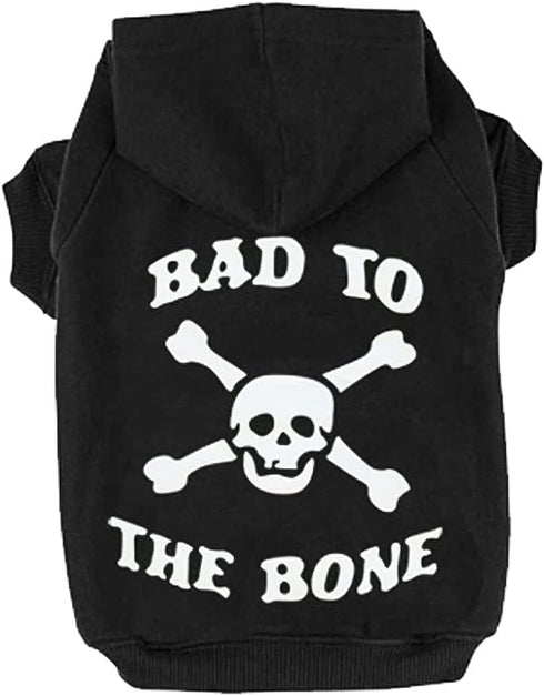 EXPAWLORER Bad to The Bone Dog Hoodie Sweater - Warm Fleece Lined Pet Clothes for Large Dogs, 2XL