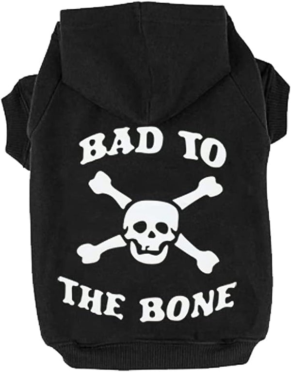 EXPAWLORER Bad to The Bone Dog Hoodie Sweater - Warm Fleece Lined Pet Clothes for Large Dogs, 2XL