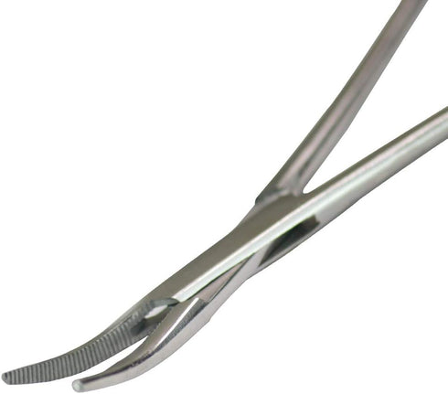 2pcs Set Pets Ears/Nose Hair Puller - Straight & Curved Full Serrated Stainless Steel Hemostat Locking Forceps