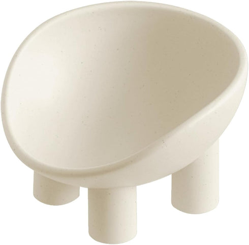 Four-Legs Ceramic Cat Bowl, Chubby Cute Pet Bowls, Matte Crème