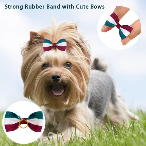 Yxiang 100PCS Dog Bows, Cute Yorkie Puppy Bows with Rubber Band, Pet Grooming Bows for Small Dogs - 50 Pairs
