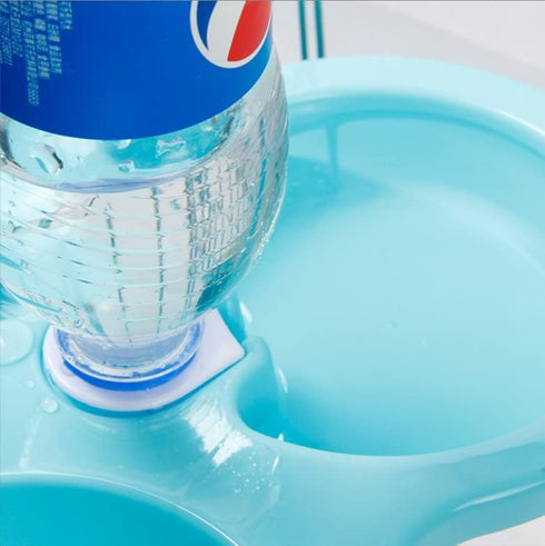 Pssopp Double Dog Bowl, Hanging Pet Food and Water Feeder, Plastic, Blue
