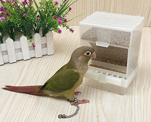 Hypeety Automatic Bird Feeder, No Mess Pet Feeder Seed Food Container for Budgerigar Canary Cockatiel Finch