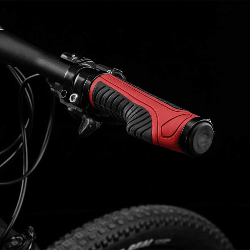 ROCKBROS Mountain Bike Grips, Double Aluminum Clamp Lock On Handlebar Grips for MTB BMX, Black Grey Red Green