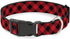 Buckle-Down Plastic Clip Collar - Diagonal Buffalo Plaid Black/Red, 1" Wide, Fits 9-15" Neck, Small