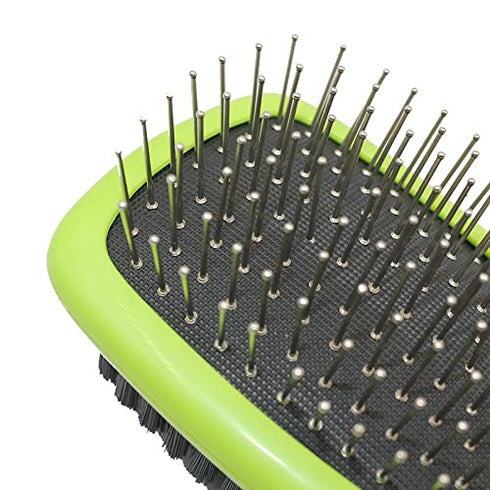 H&H Pets 2-Sided Grooming Brush Kit for Dogs & Cats - Pin Slicker Brush & Bristle Brush in One Tool