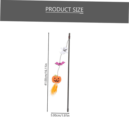 BESTOYARD Halloween Cat Wand Toys, Interactive Teasing Stick, Multifunctional Kitten Launcher