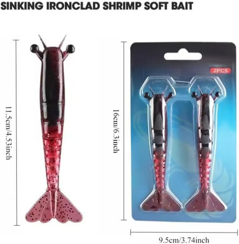 Wxbimksza 10-pcs 5colors 0.21oz/3.74in 0.35oz/4.53in Sinking Biomimetic Shrimp Soft Lure Artificial Fishing Bait