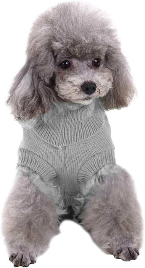 CHBORCHICEN Small Dog Sweaters, Knitted Pet Cat Warm Sweatshirt for Winter, Kitten Puppy Sweater (X-Small, Grey)